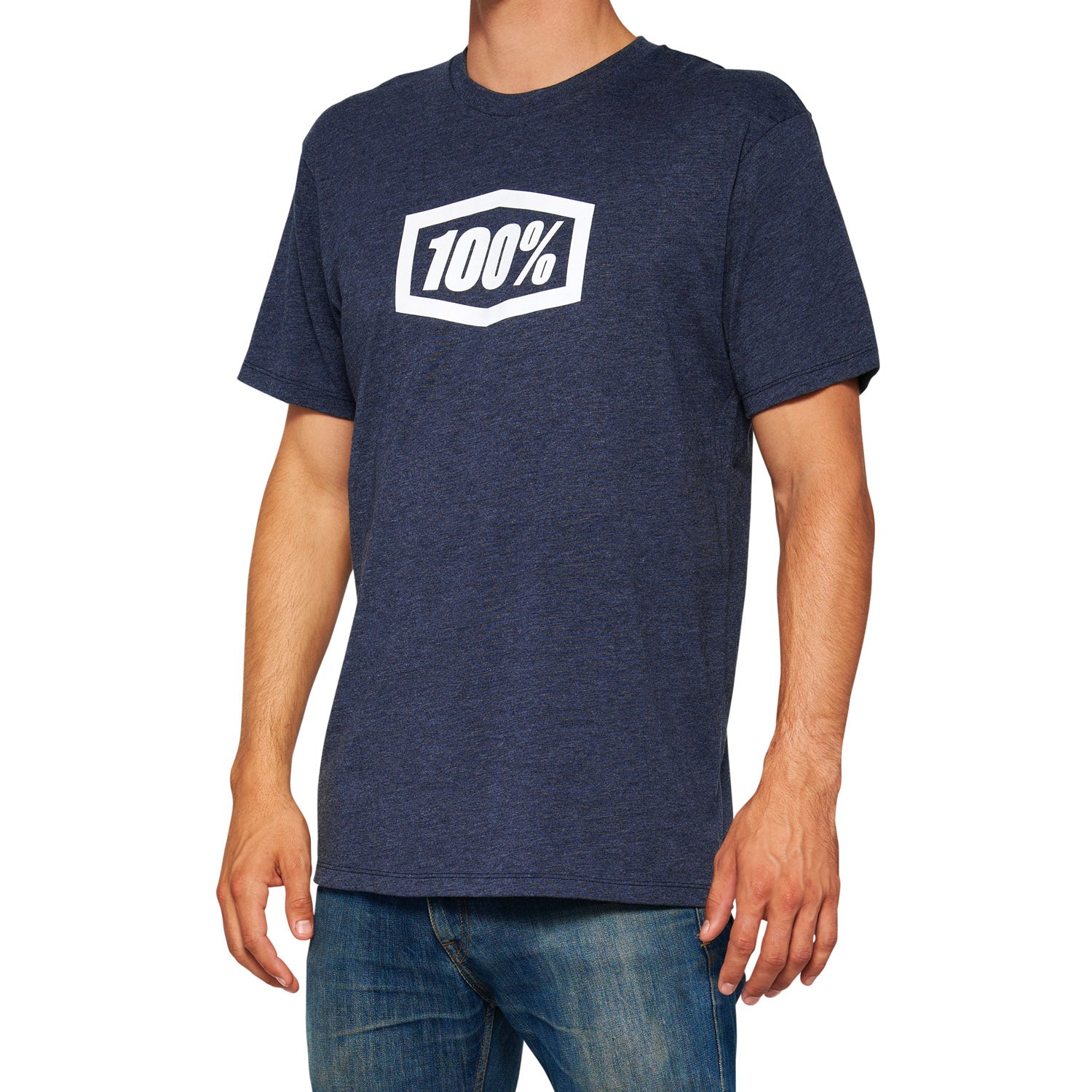 100% Icon T-shirt Navy Heather - Ultimate Cycles Nowra