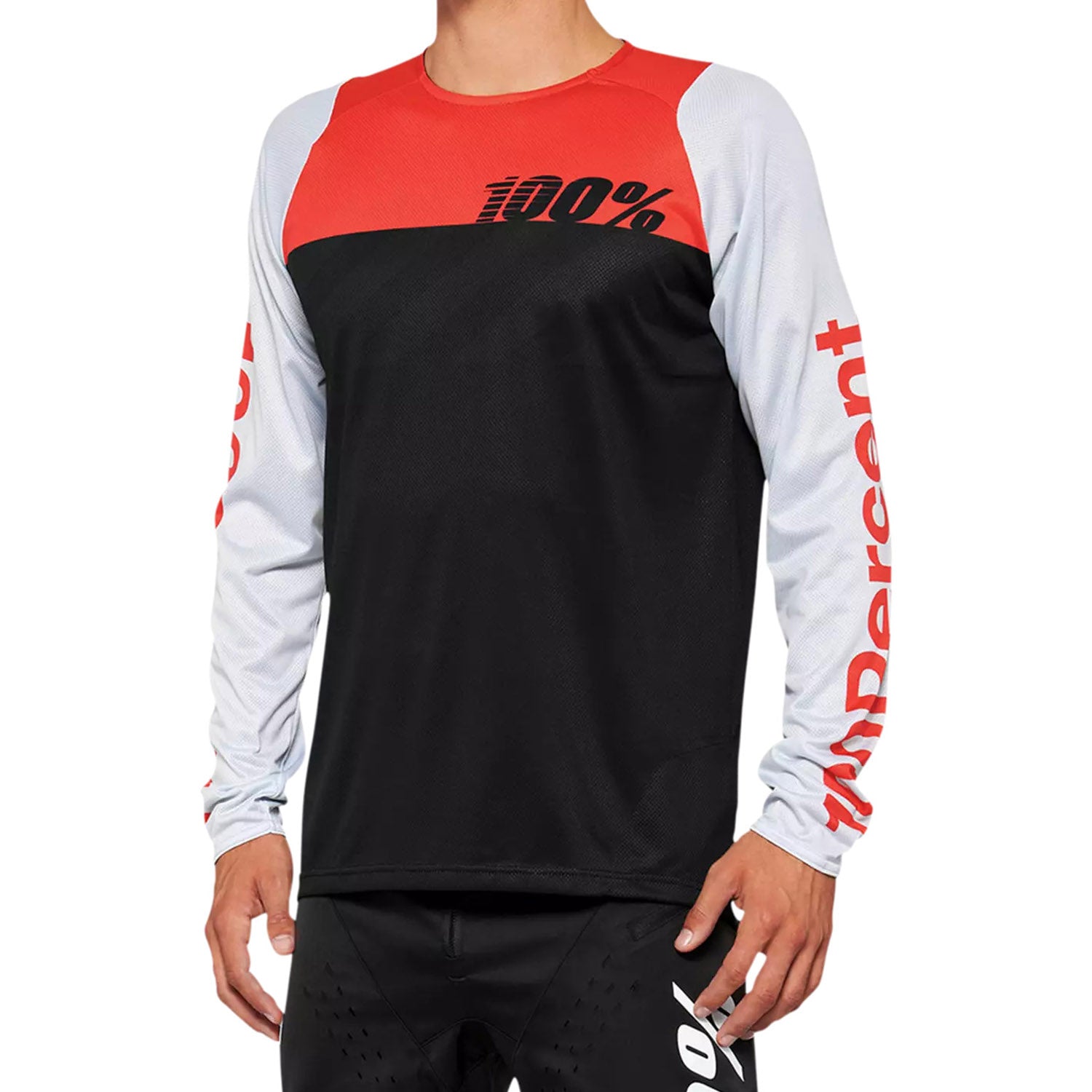 100% R-Core LS Jersey Black / Racer red - Ultimate Cycles Nowra