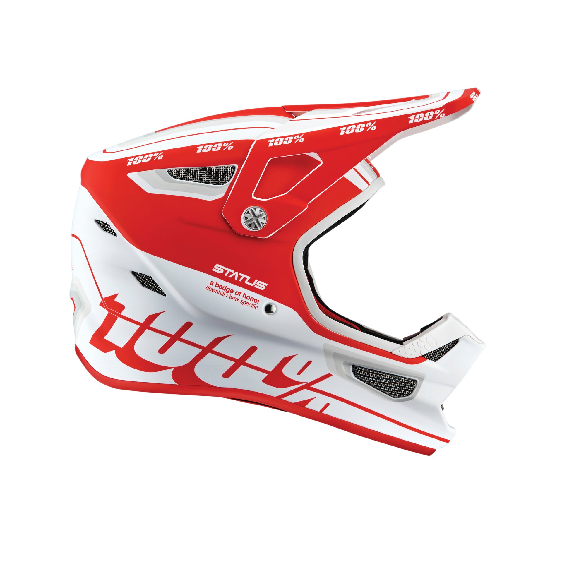 100% Status Helmet Topenga Red/white - Ultimate Cycles Nowra
