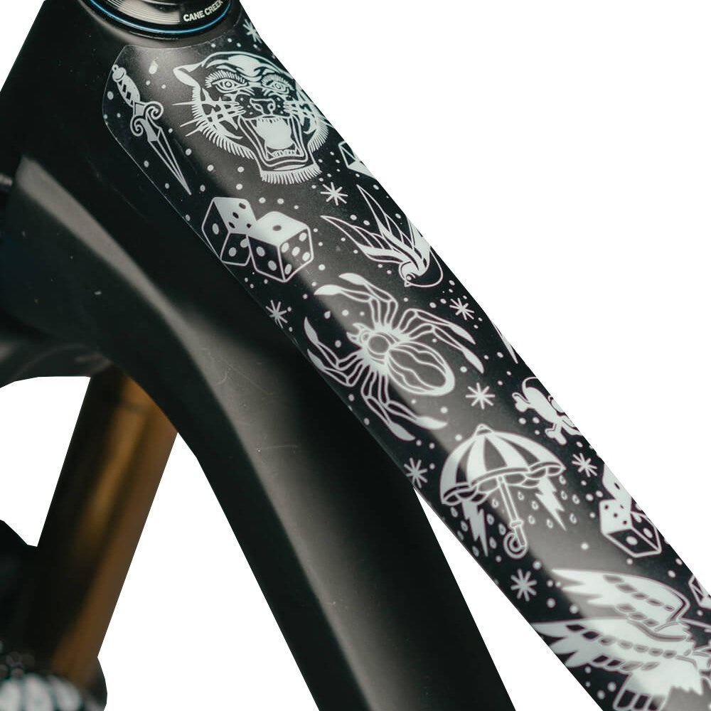 Dyedbro Frame Protection Wrap Old School Tattoo White - Ultimate Cycles Nowra