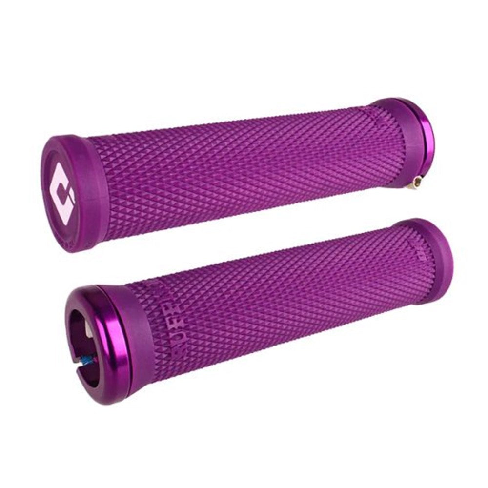 Odi Mtb Bmx Ruffian Mini V2.1 Lock On Grip 110Mm Purple / White - Ultimate Cycles Nowra