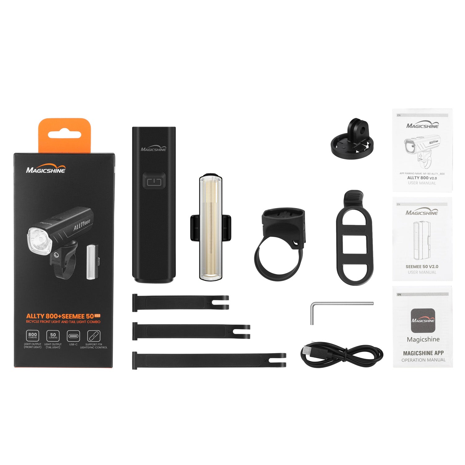 Magicshine Allty 800 V2 + Seemee 50 V2 Front And Rear Light 800 Lumen Black - Ultimate Cycles Nowra
