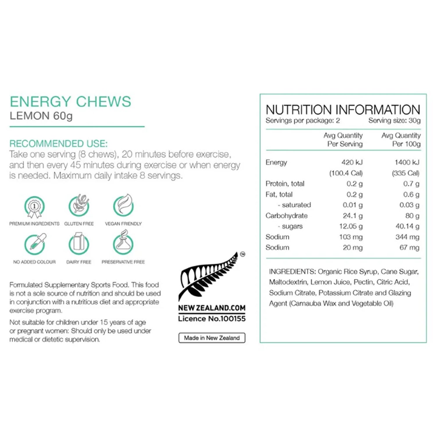 Pure Energy Chews Lemon 60G - Ultimate Cycles Nowra