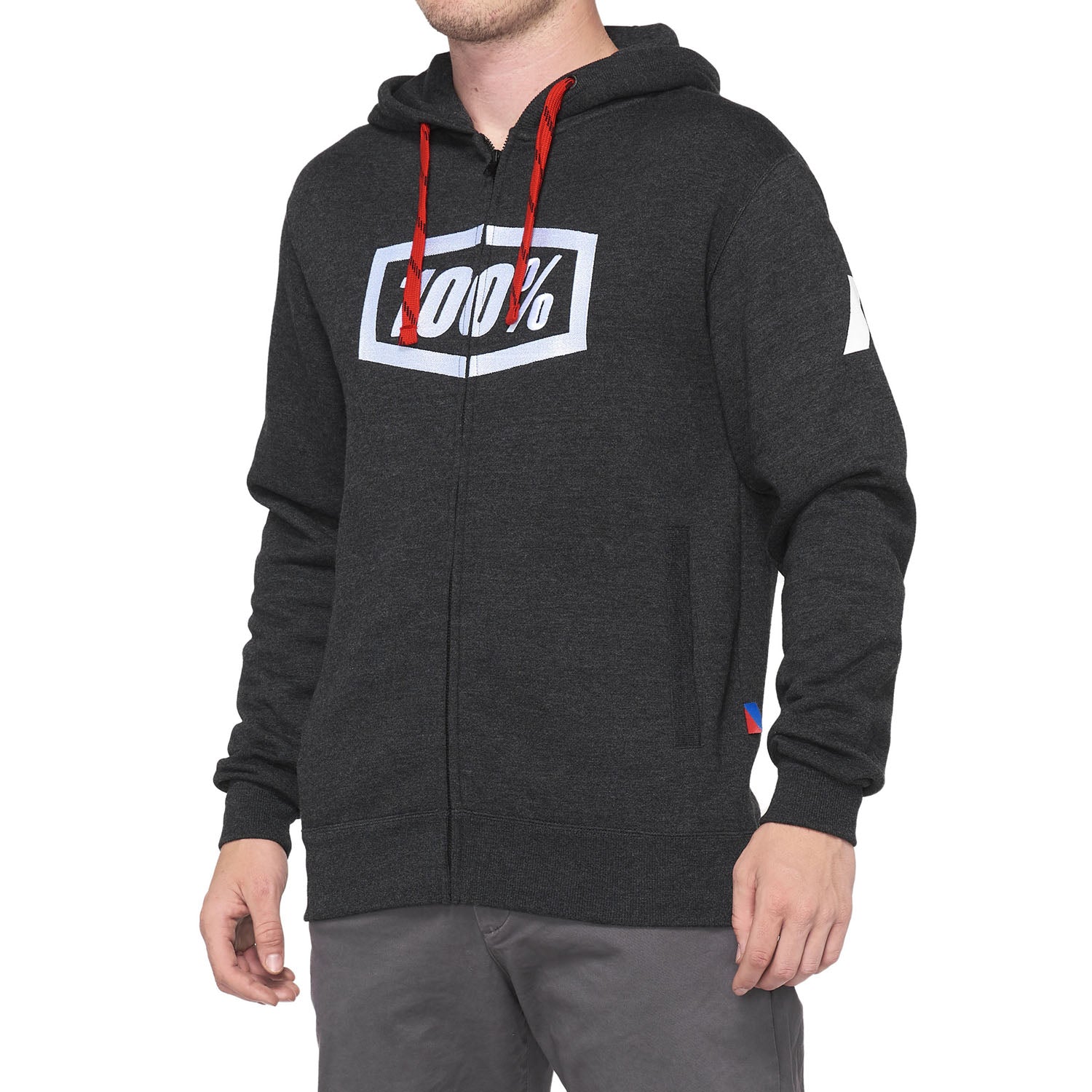 100% Syndicate Zip Hooded Fleece Blk/hthr - Ultimate Cycles Nowra