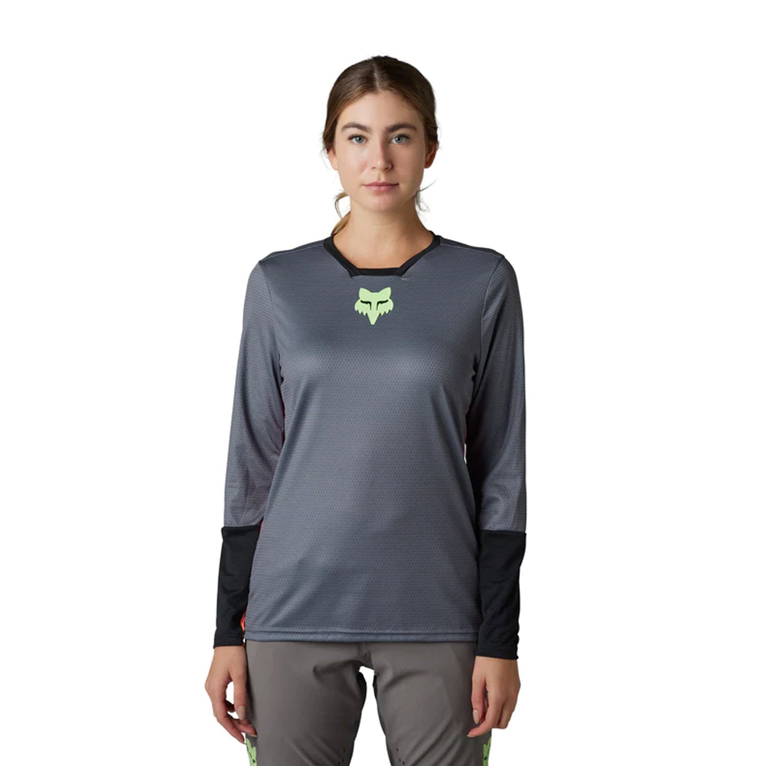 Fox Wmn Defend Race Ls Jersey Pewter - Ultimate Cycles Nowra