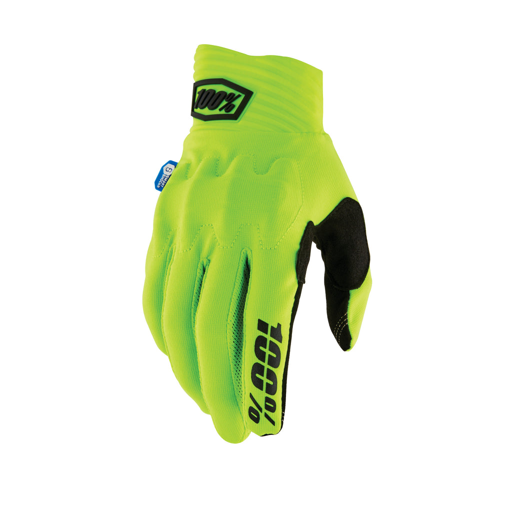 100% Cognito Smart Shock Gloves Flu Yel - Ultimate Cycles Nowra