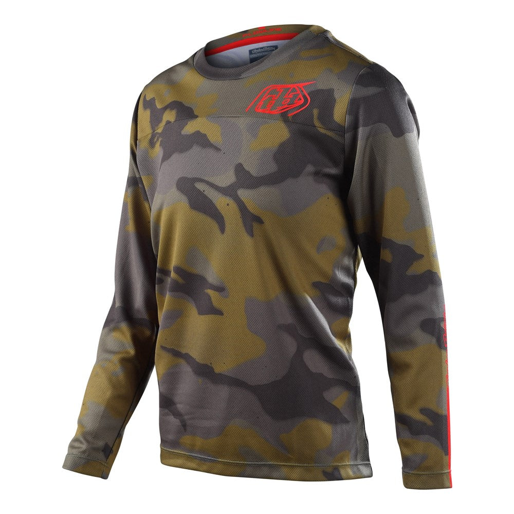 Tld 24.1 Flowline Ls Yth Jersey Spray Camo Army Y-Sml - Ultimate Cycles Nowra